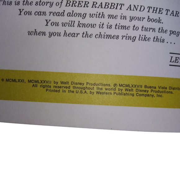 VTG Walt Disney Presents The Story Of Brer Rabbit and the Tar Baby Book Only - Picture 4 of 8